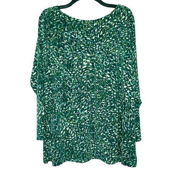Susan Graver Liquid Knit Modern Essentials Top 2XP Abstract Green Office Mature - Picture 2 of 7